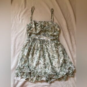Green floral mini dress